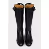 Leather tube boots with buckle