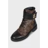Canvas boots with signature print
