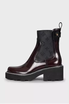 Burgundy leather boots