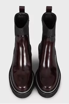 Burgundy leather boots