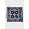 Blue silk scarf with print