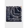 Blue silk scarf with print