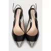 Patent leather slingbacks with metal toes