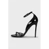 Black patent leather heeled sandals