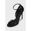 Black patent leather heeled sandals