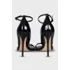 Black patent leather heeled sandals