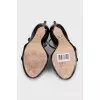 Black patent leather heeled sandals