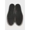 Gray textile sneakers with leather toes