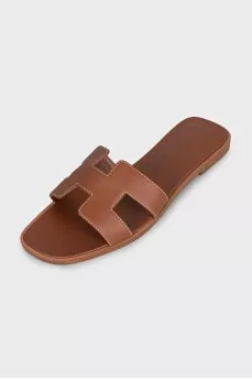 Oran smooth leather flip-flops