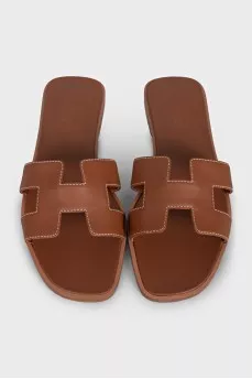 Oran smooth leather flip-flops