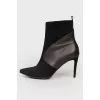 Singered boots with leather inserts