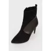 Singered boots with leather inserts