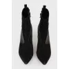 Singered boots with leather inserts