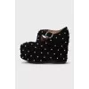 Black suede wedge shoes