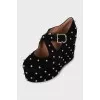 Black suede wedge shoes