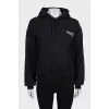 Black hoodie with logo on the back