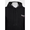 Black hoodie with logo on the back