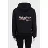 Black hoodie with logo on the back