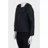 Black mesh jacket with gathered collar