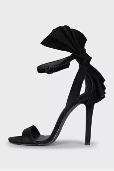 Suede sandals with voluminous decor