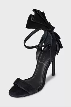 Suede sandals with voluminous decor