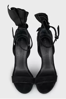 Suede sandals with voluminous decor