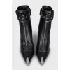 Leather ankle boots with silver toe