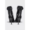 Leather ankle boots with silver toe