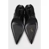 Leather ankle boots with silver toe