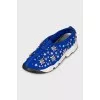 Blue sneakers with rhinestones and crystals
