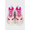 Suede sneakers with pink inserts