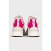 Suede sneakers with pink inserts