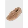 Beige fur ballet flats
