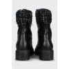 Leather boots with tweed uppers