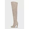 Suede over-the-knee boots with signature weave
