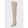 Suede over-the-knee boots with signature weave