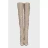 Suede over-the-knee boots with signature weave