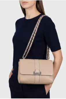Beige leather shoulder bag
