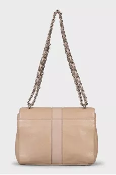Beige leather shoulder bag