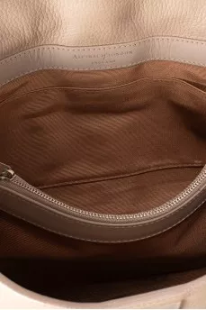 Beige leather shoulder bag