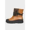 Boots black-brown with fabric insert