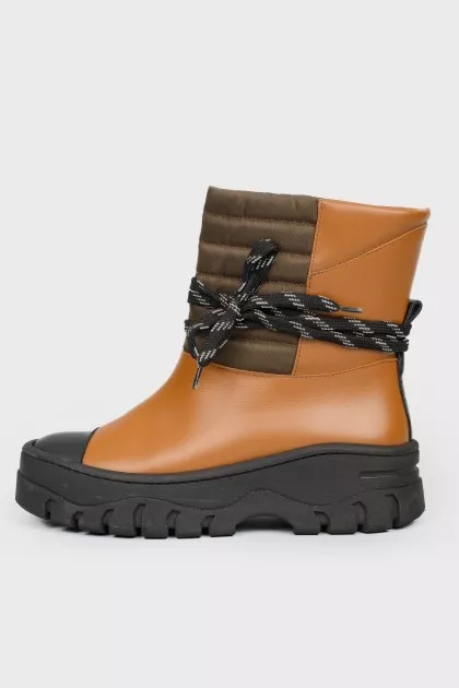 Boots black-brown with fabric insert