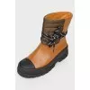 Boots black-brown with fabric insert