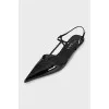 Patent leather slingbacks with low heels