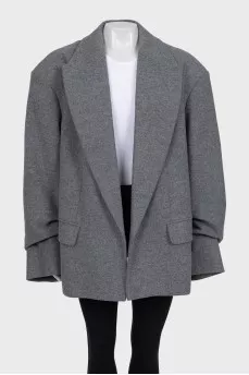 Oversized coat with gathered sleeves