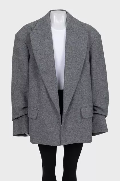 Oversized coat with gathered sleeves