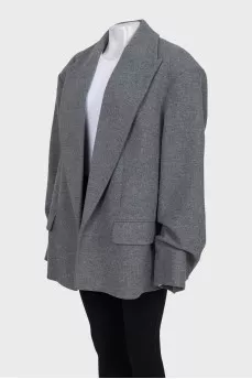Oversized coat with gathered sleeves