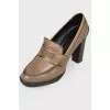 High-heeled slip-on shoes