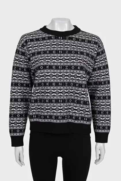 Wool jumper with signature print