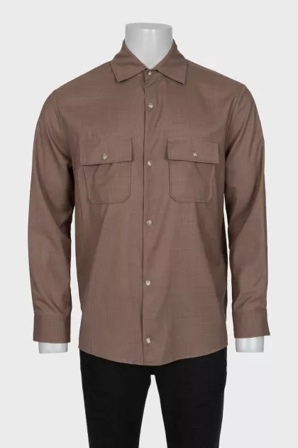 Men's brown button-down shirt